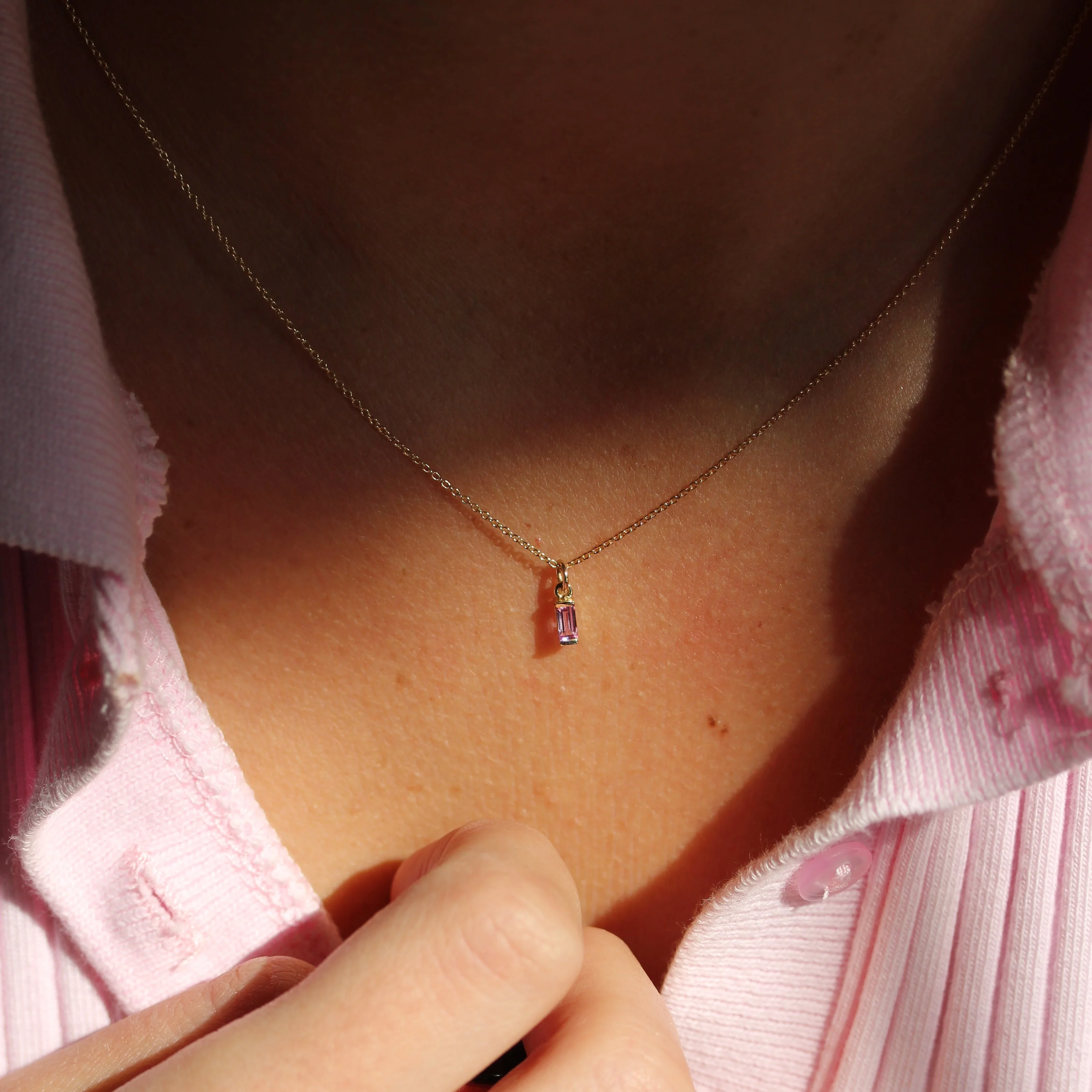 Women's pink sapphire necklace